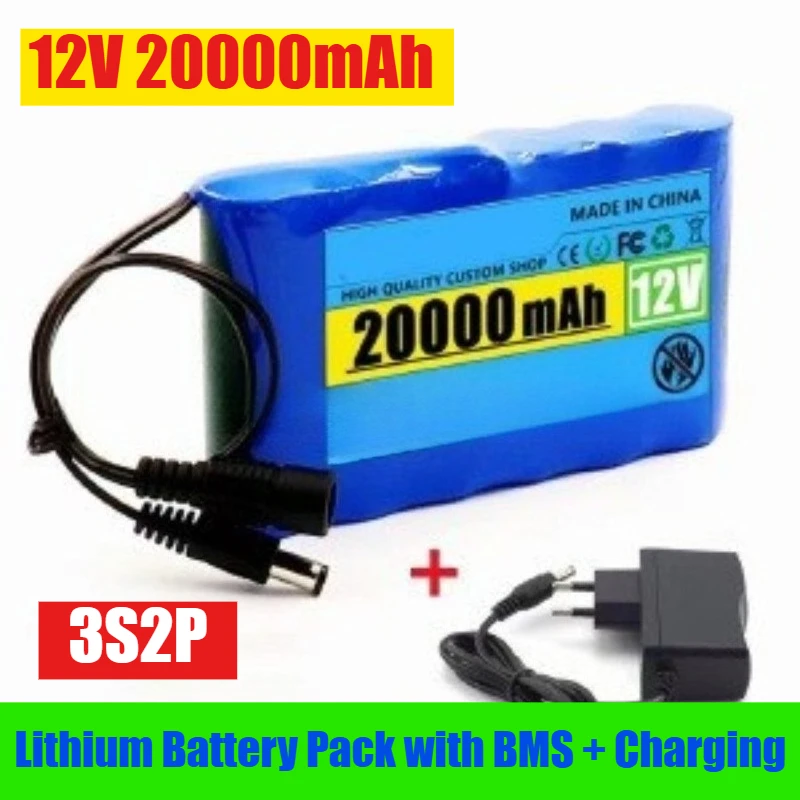 

12V 20000mAh 18650 3S2P Rechargeable Battery Lithium Battery Pack with BMS + Charging