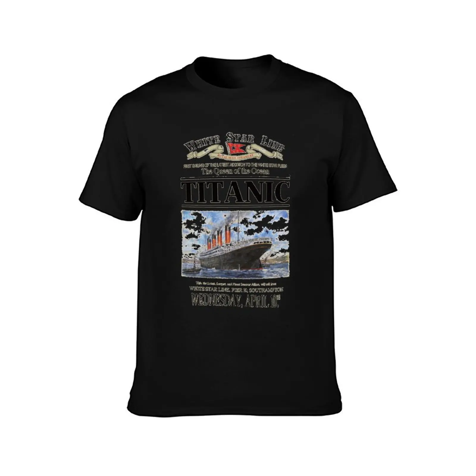 Titanic Sinking Vintage Poster Cruise Ship Atlantic Ocean Voyage T-Shirt custom shirt black t shirts for men