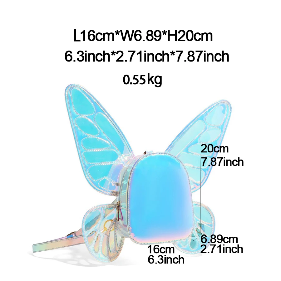 1 Pc Fashion Laser Butterfly Wings Women Backpack Women Color Changing Candy Color Creative Backpack