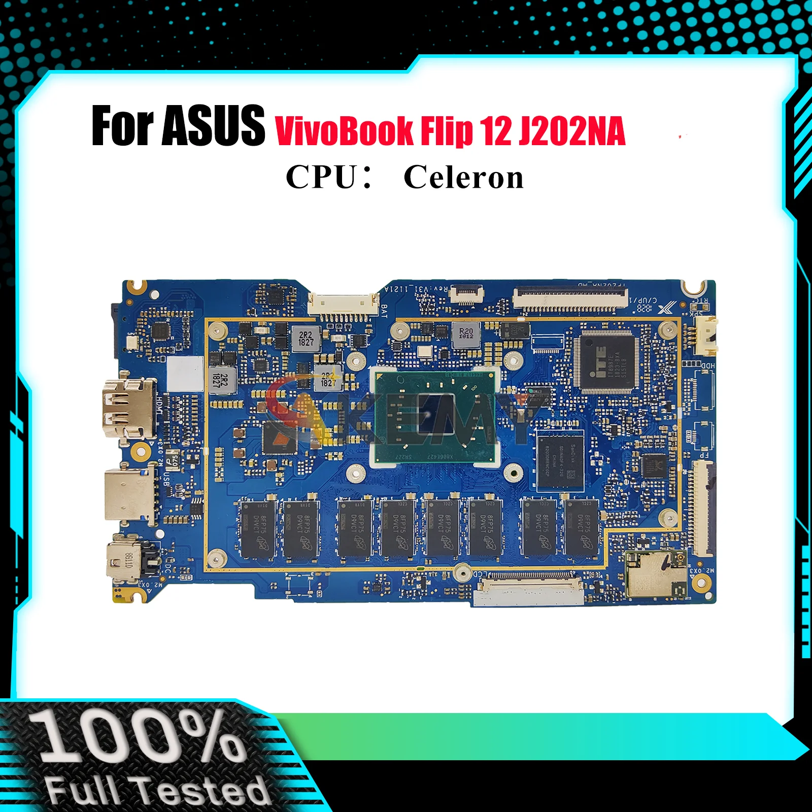 

TP202NA Материнская плата для ноутбука ASUS VivoBook Flip J202NA TP202N VivoBook 12 TP202NA TP202NAS Откидная материнская плата с процессором Celeron stk
