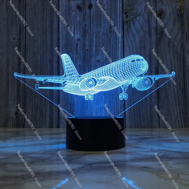 Creative Aircraft 3D Small Night Lamp USB Plug-in Touch Table Lamp Decoration Bedside Lamp