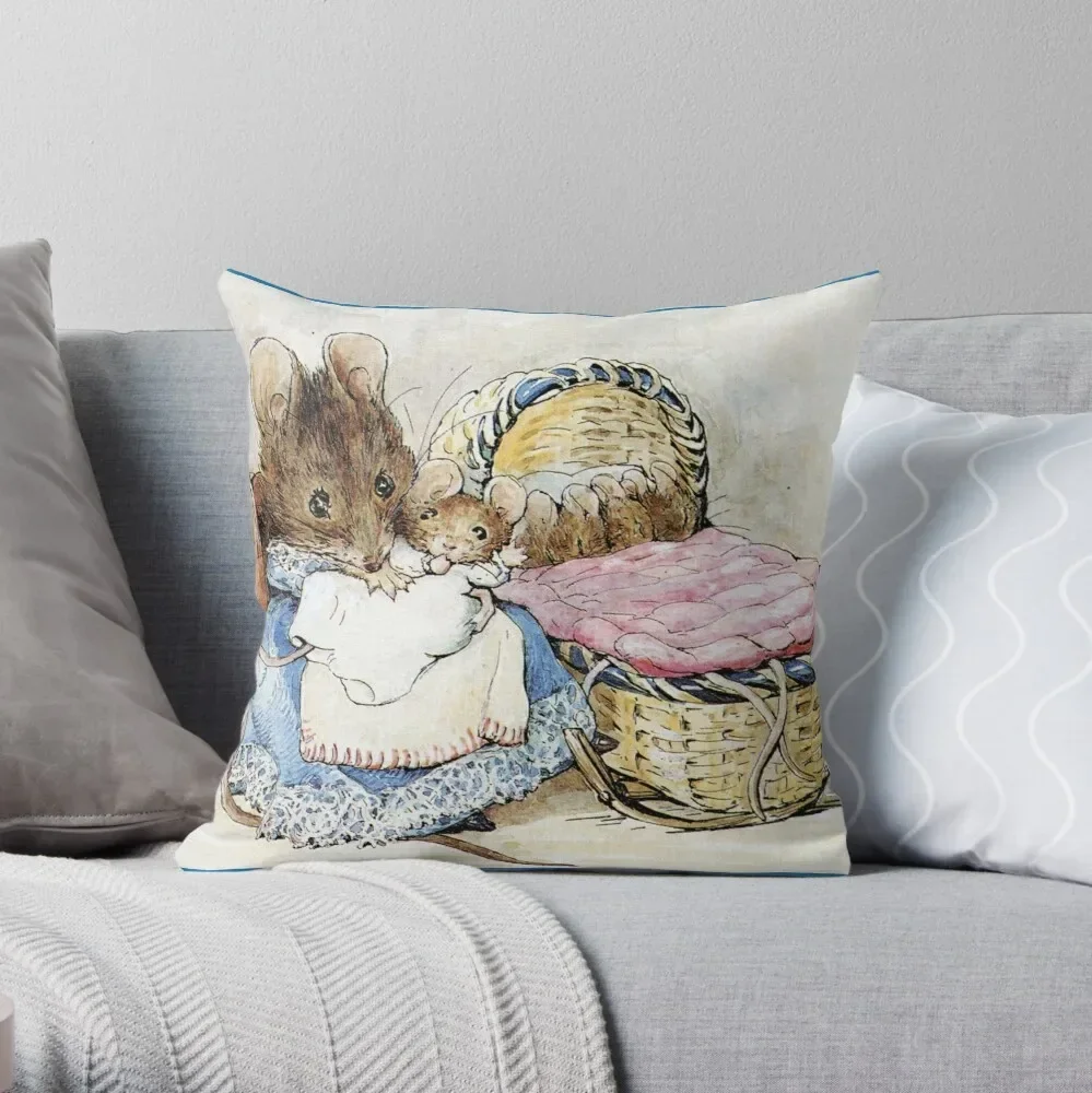 Hunca Munca and her Babies - Tale of Two Bad Mice - Beatrix Potter Throw Pillow Pillowcase Home Decorative Sofa Pillow Cover