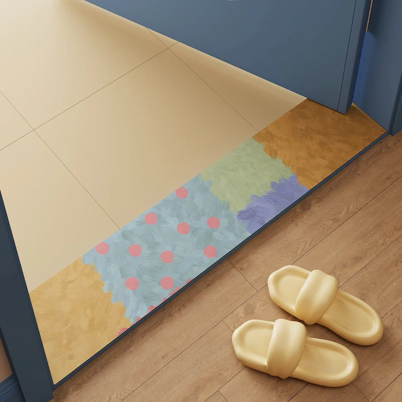 VIKAMA Abstract Art Mosaic Long Strip Floor Mat, Quick Drying Threshold Mat, Entrance Threshold Mat, Home Decoration