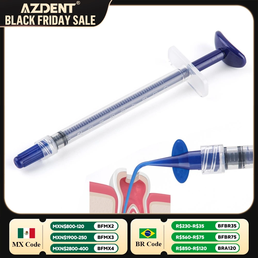 1PC Dental Irrigation Syringe AZDENT 1ml Plastic Needle Dental Consumables