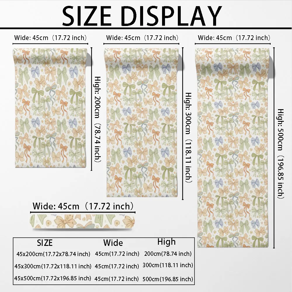 1 Roll Beautiful Bow Tie Print Self-adhesive Circular Wallpaper for Living Room, Bedroom, Cabinet, Fashionable Stickers
