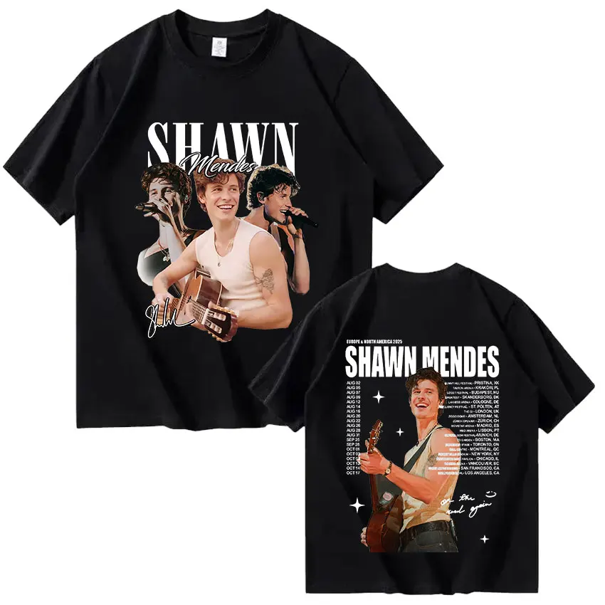 Shawn Mendes Album 2025 Graphic Tee Shirt Men's Hip Hop Gothic Short Sleeve T-shirts Fashion High Quality Cotton Tees Streetwear