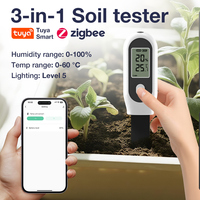 Tuya Zigbee Soil Tester Smart Soil Sensor Digital Soil Moisture Detector Temperature Humidity Sunlight Meter for Pots Garden