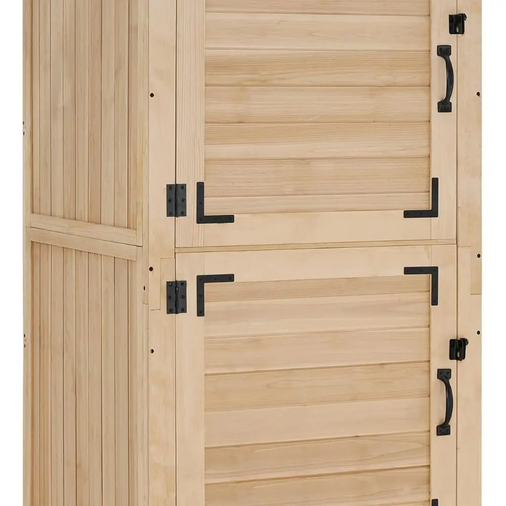 

30 Natural Waterproof Outdoor Storage Shed for Garden Tools with Removable Shelf