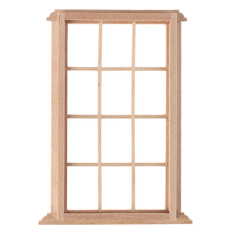 1:12 Dollhouse Miniature 12-pane Wooden Window Frame Model Furniture Accessories