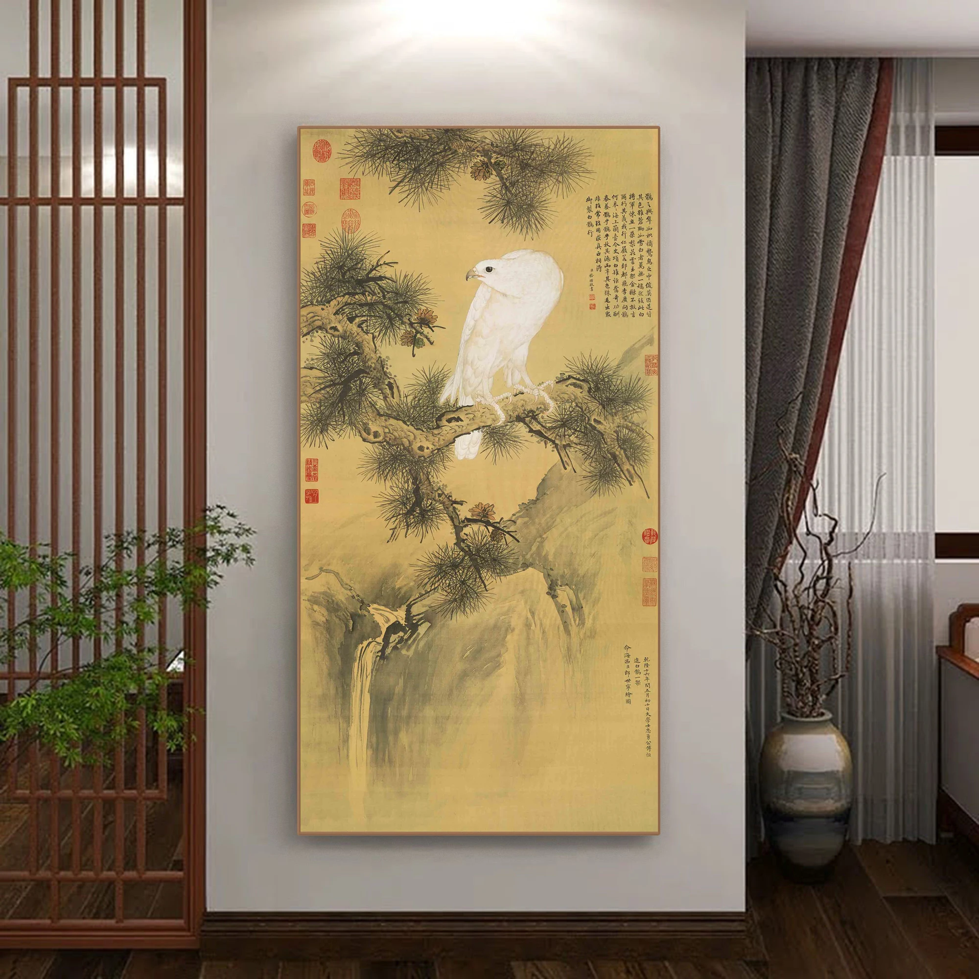 Chinese bird and plant feng shui mural, landscape painting, poster printing, living room decoration