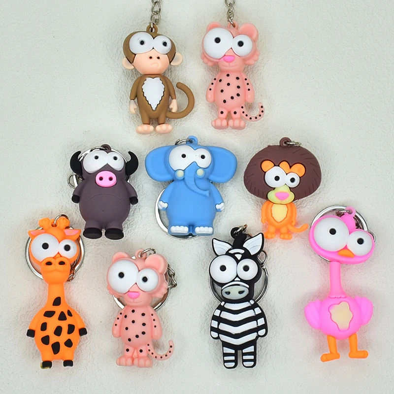 

Funny Big Eyes Animal Plush Toy Keychain Cute Cartoon Animal Charm Keychain Fun Monkey Giraffe Elephant Kids Bag Pendant Gift