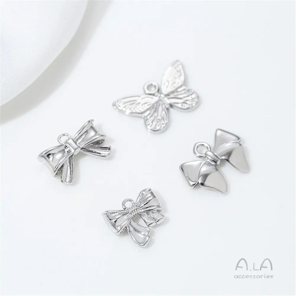 Colgante de lazo tridimensional exquisito, ligero, chapado en oro de 14 quilates, pulsera DIY, collar, colgante de joyería para oreja