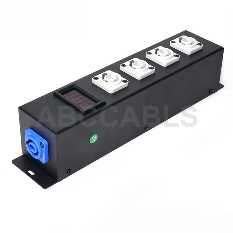 16A Black Stage Lighting Power Distributor 4-Way LED Lighting Power Distribution Box With 1 Input And 4 Outputs