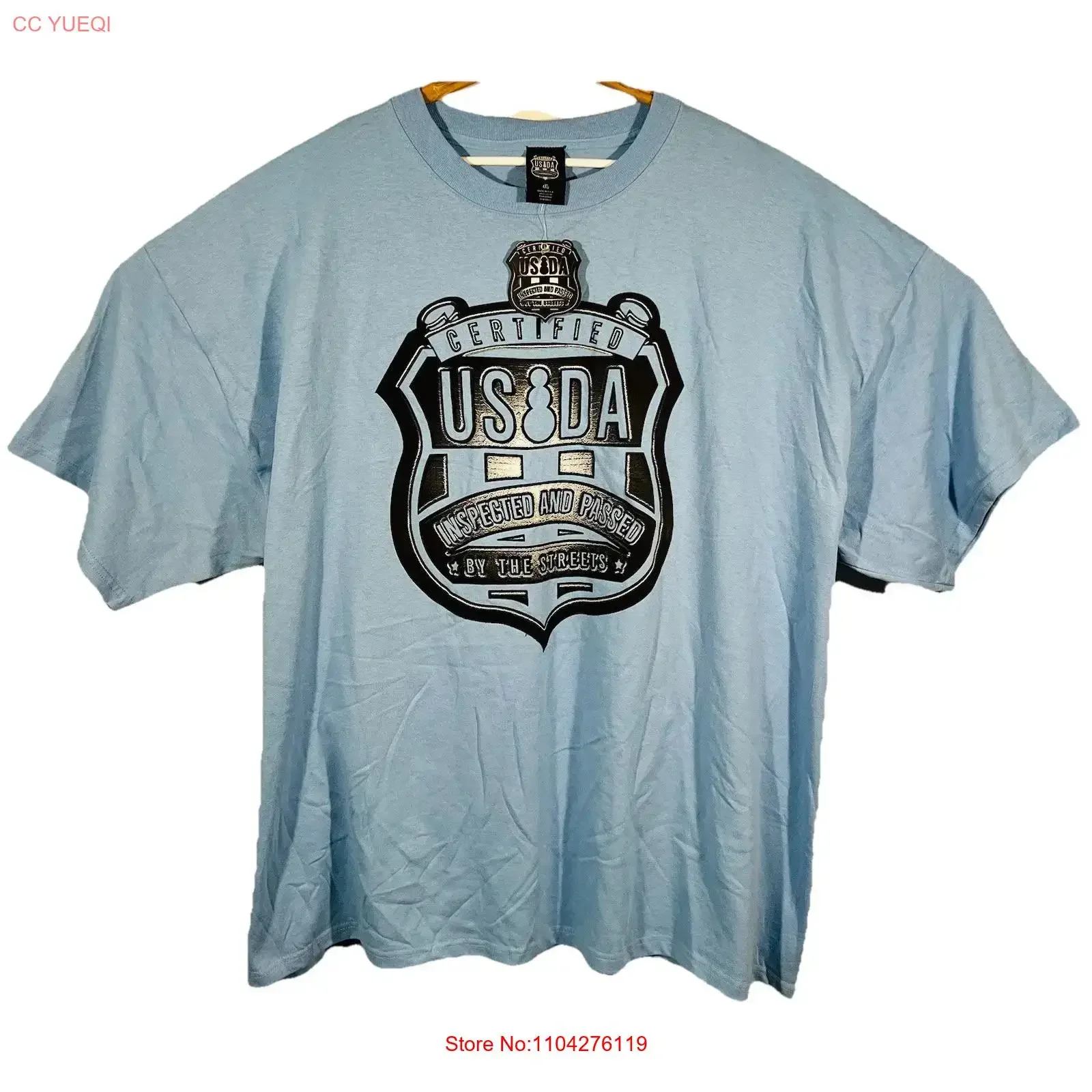 Camiseta VTG Y2K USDA Young Jeezy Inspected And Passed By The Streets Rap para hombre, talla 4XL, estilo vintage, lavada, transpirable y elegante.