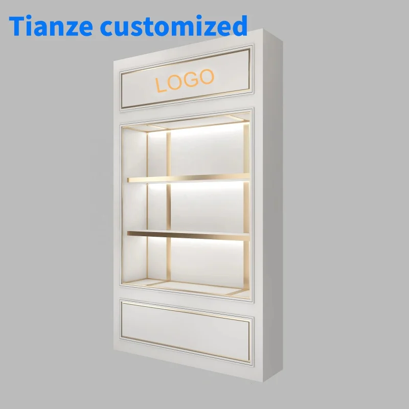 （customized）Wooden glass store fixture watch display cabinet lockable stainless steel frame jewelry store wall showcase