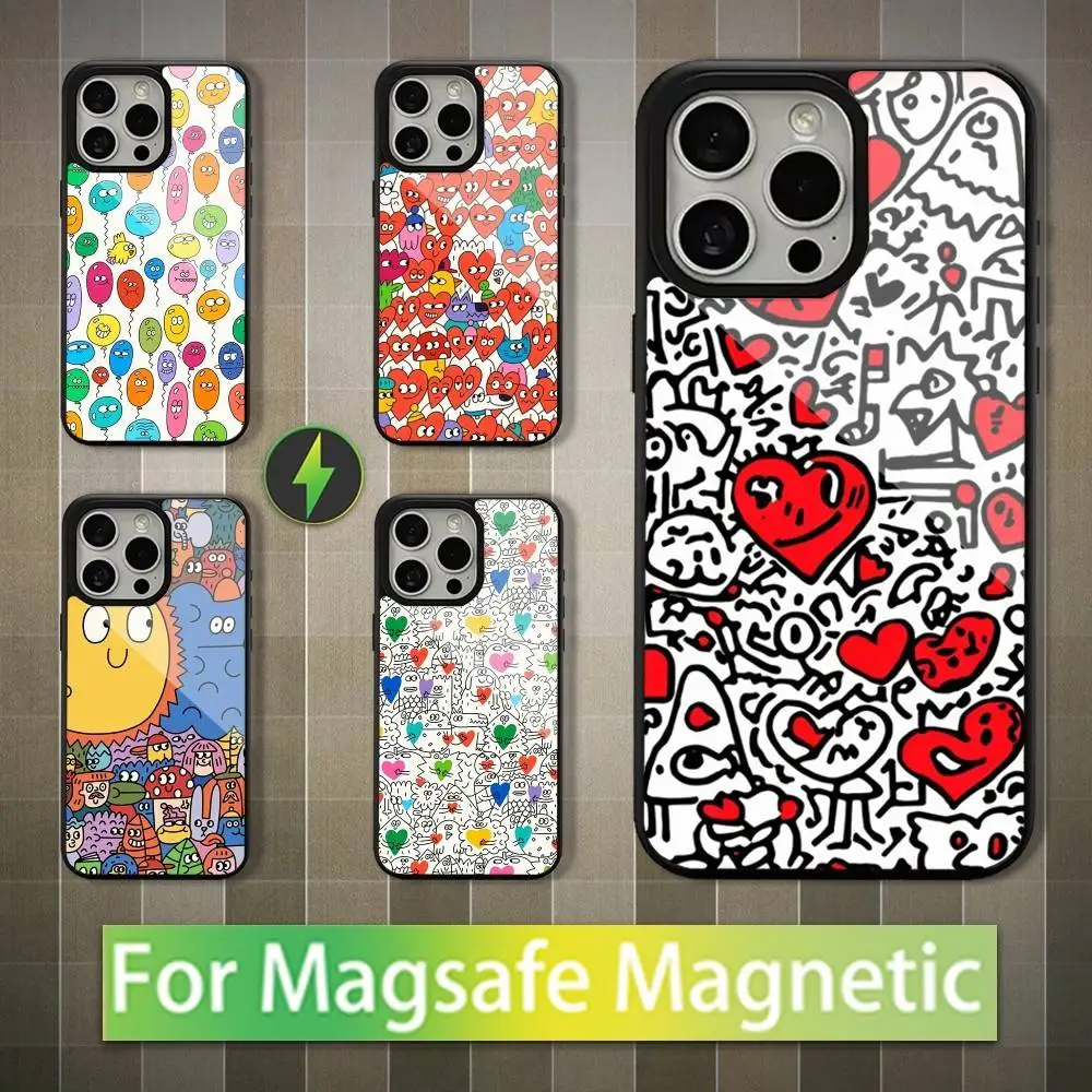 

Illustration Art Heart Phone Case For iPhone 16,15,14,13,12,11,Pro,Max,Plus,Mini,Magsafe,Magnetic Wireless Charging Case