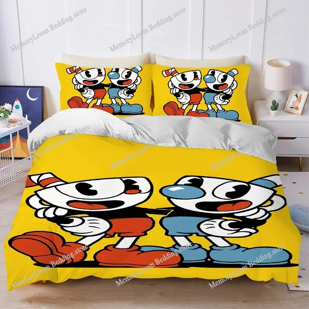 

Classic Game Cuphead Cute Duvet Cover Set Home Style Bedding Soft Laundry Cotton Bed Four Seasons Student Dormitory Luxury Gift7