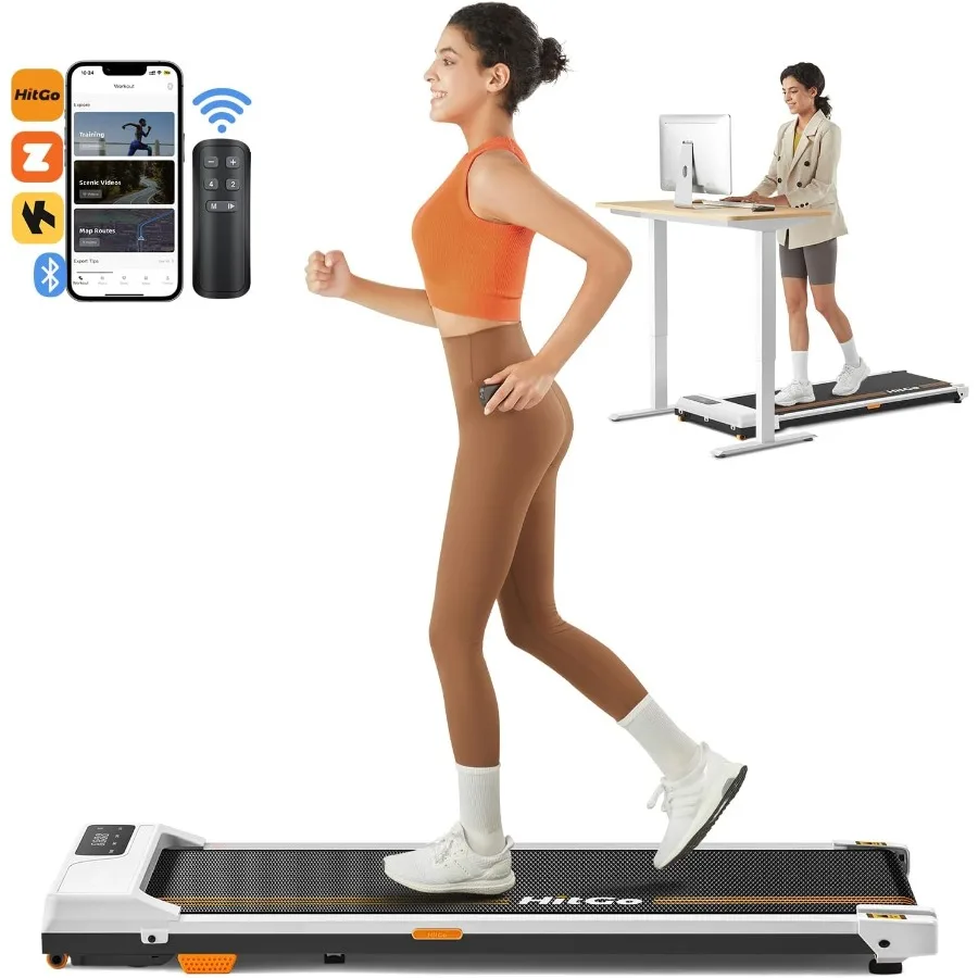 

Беговая дорожка под столом 2 в 1, портативная прогулочная и беговая дорожка с дистанционным управлением и приложением, компактная 2,5 л.с., для домашнего офиса