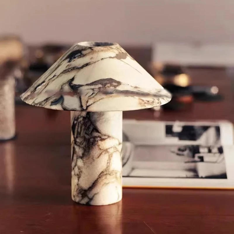 

Medieval Silent Wind Natural Marble Desk Lamp Designer Model Room Soft Decoration Living Room Bedroom Study Desktop