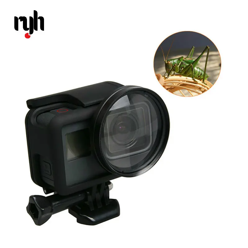 RYH Filter Close UP +10 Macro Lens Protector Cap 52mm Adapter Ring Filtors Filtro for Gopro Hero 5 6 7 Black Accessories