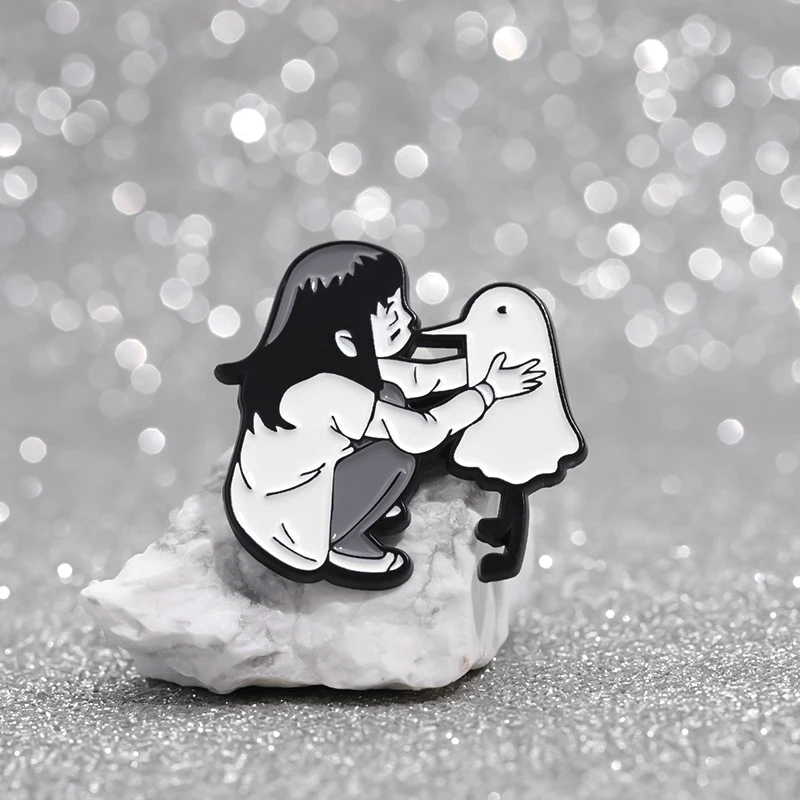 Cartoon Oyasumi Punpun Emaille Pins Benutzerdefinierte Schöne Vogel Tier Abzeichen Rucksack Revers Geschenke Gute Nacht Punk Brosche Schmuck Zubehör – Detail 8