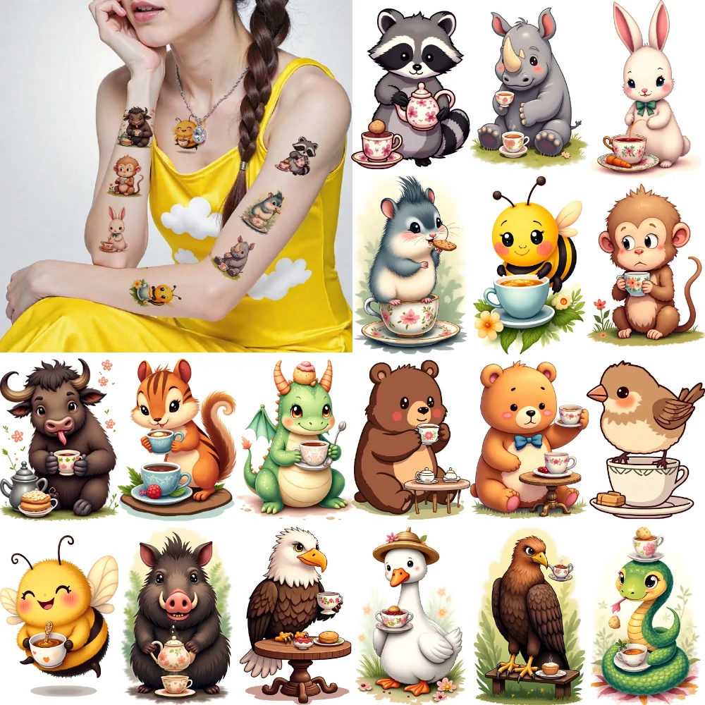 

28pcs Temporary Tattoo Dinosaur Stickers Cartoon Decorative Stickers Waterproof Long-lasting Body Stickers For