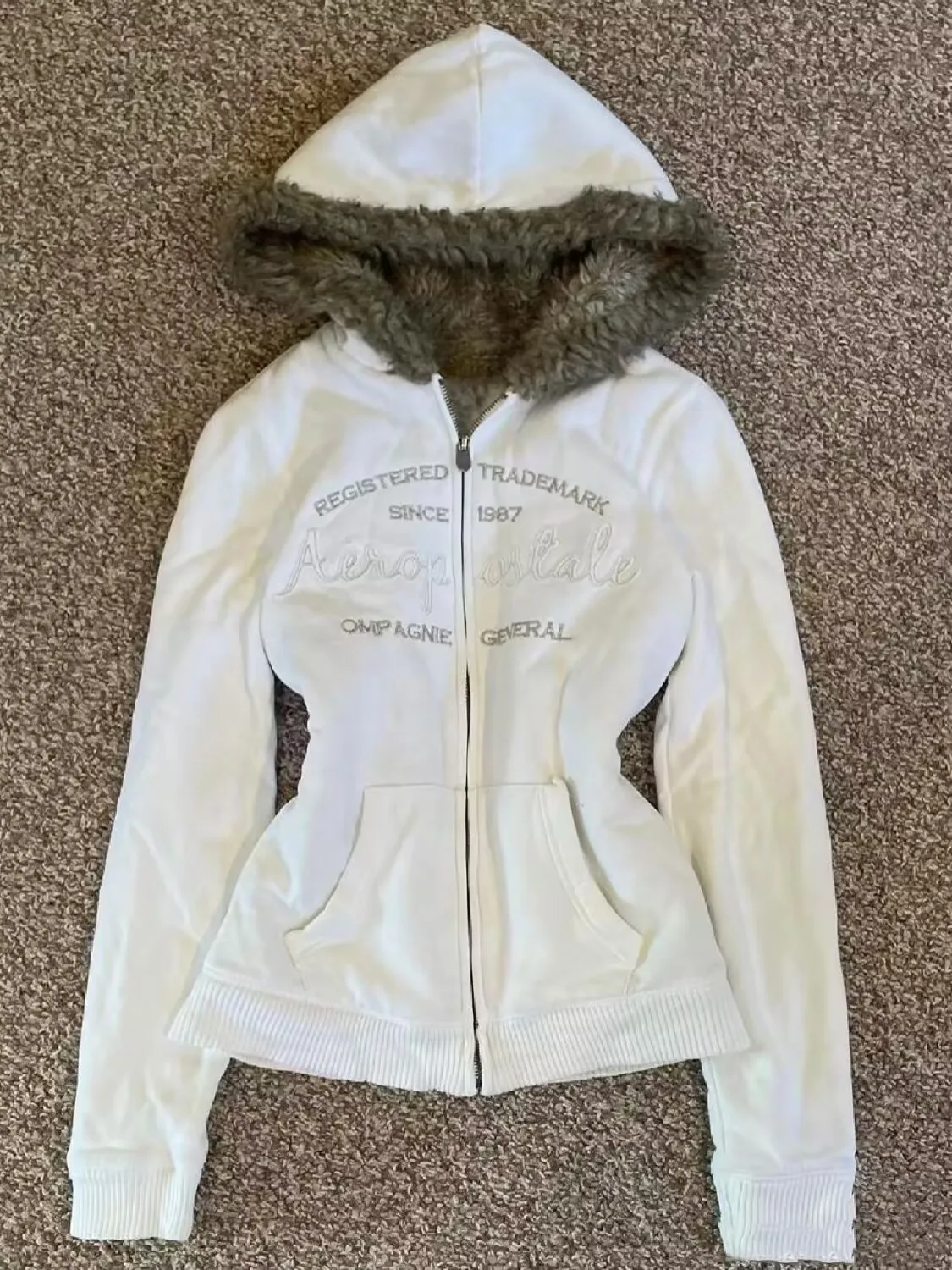 Harajuku корейский эстетический винтажный свитшот с меховым воротником и капюшоном Kawaii осенне-зимняя одежда женская Y2K толстовка на молнии