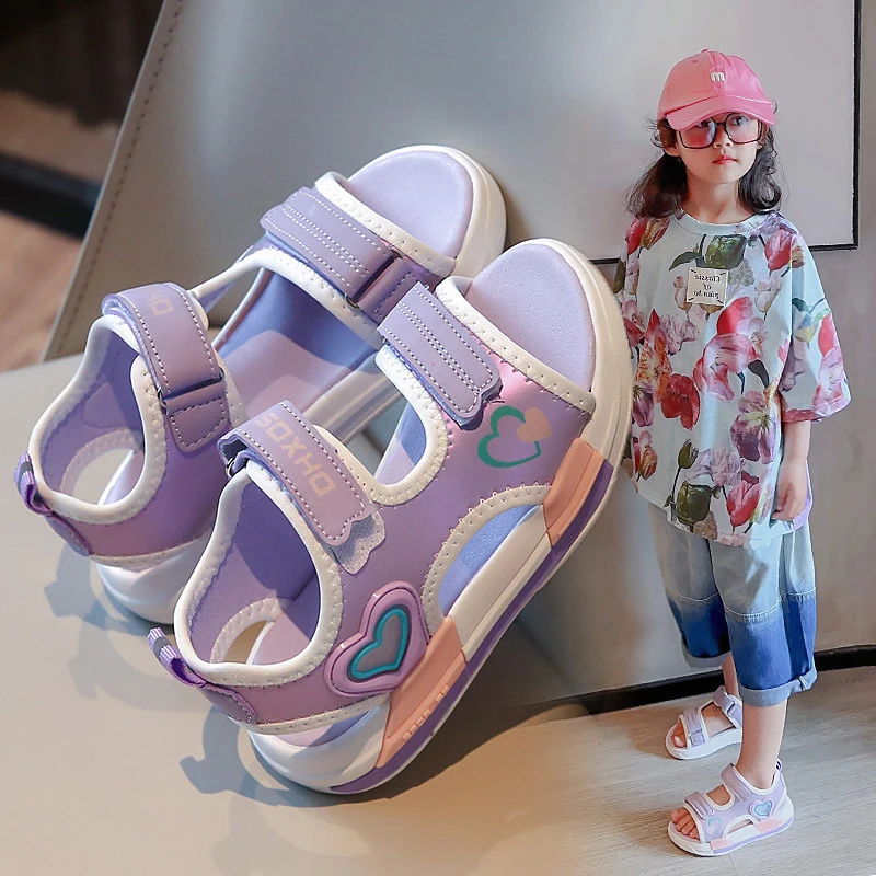 

Girls Open Toe Sports Sandals Summer Kids Anti-skid Princess Cute Designer Sandalias Soft Sole 3-12 Years Beach Shoes Size 26-36