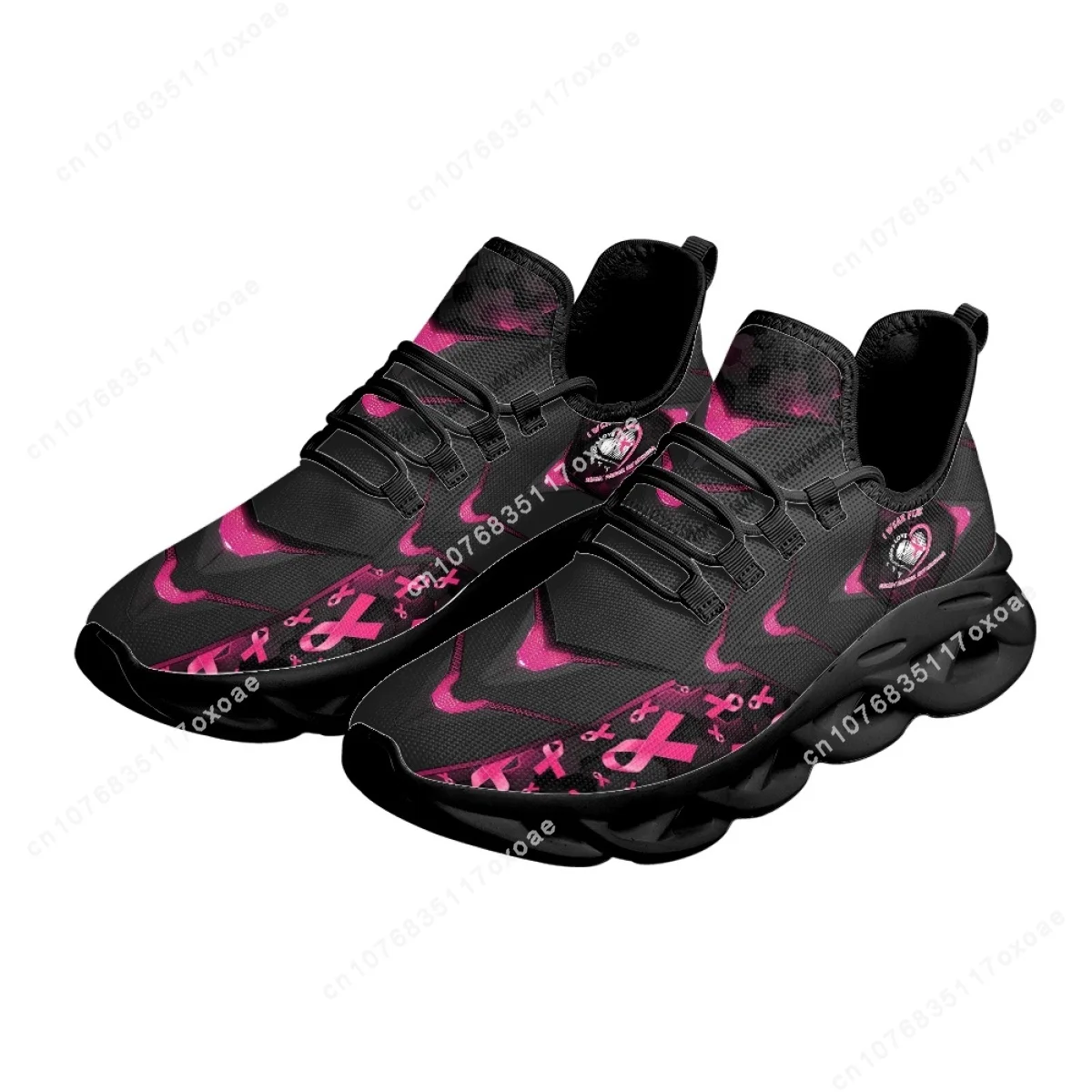 Breast Cancer Shoes Light Soft Flats for Women I Wear Pink Breast Cancer Mesh Sneakers Outdoor Walking Footwear 2023