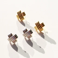 New Texture Multi Layer Cross Mini Stud Earrings for Women Gold Plated Statement Small Earring Punk Jewelry Gift Accessories