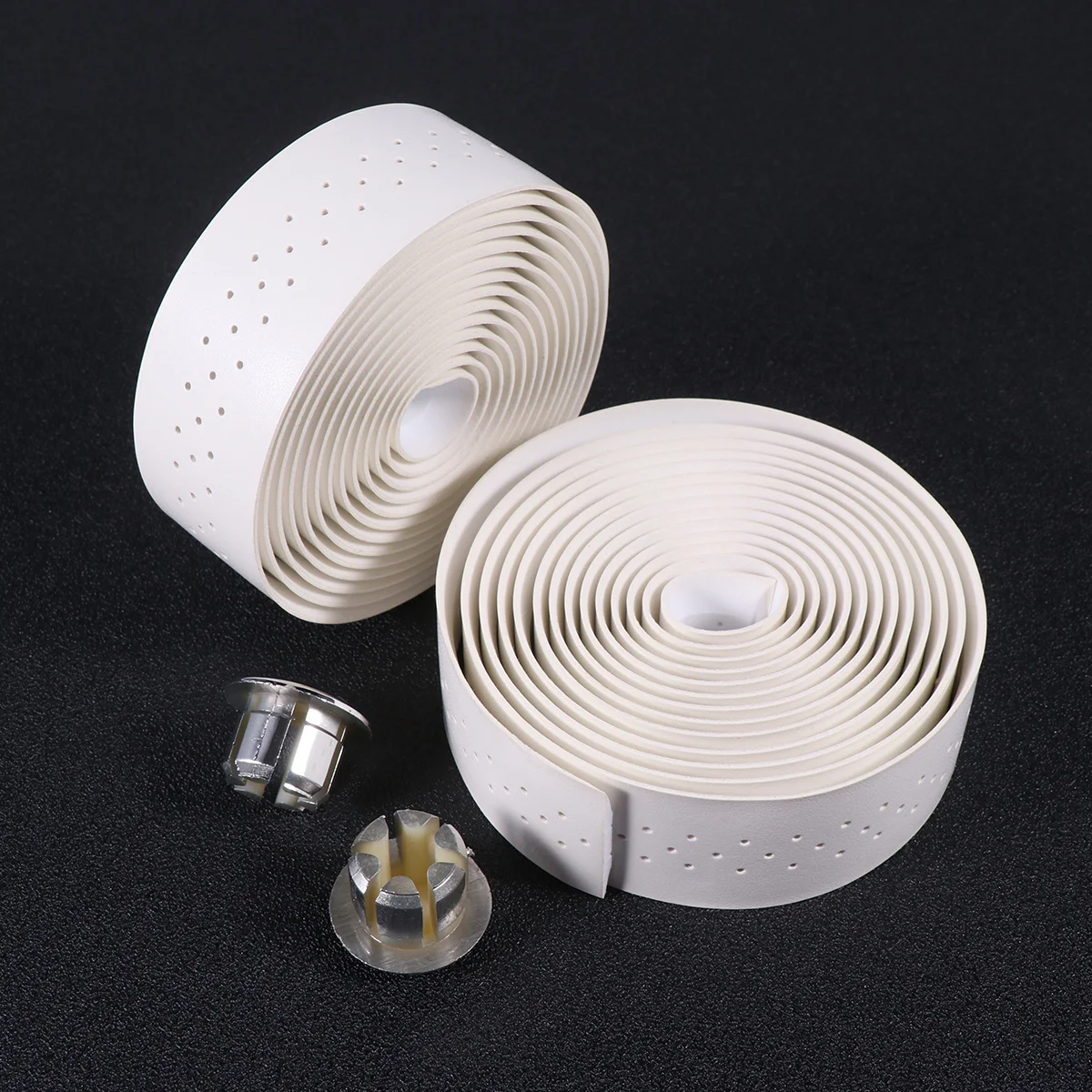 1 set Punching Bike Handlebar Tape Pu Shock-Absorbent Non-Slip Grip For Road Mountain Bicycle Cycling White - Image 5