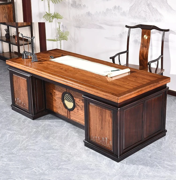 PYJ mahogany new Chinese simple study sandalwood book solid wood furniture desk combination