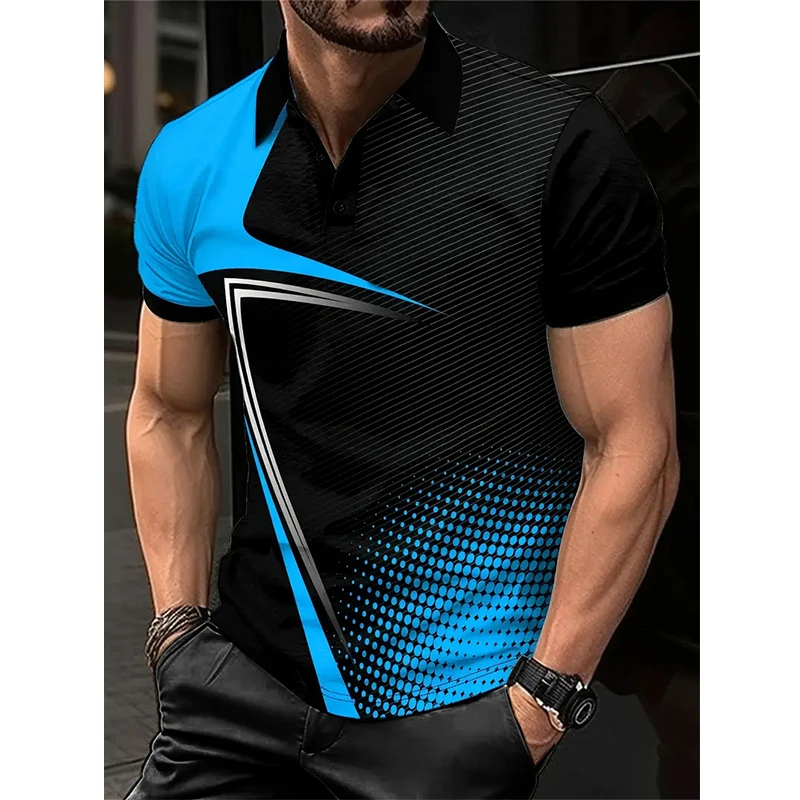 Men's 3D Print Golf Polo Shirts Summer Casual Streetwear