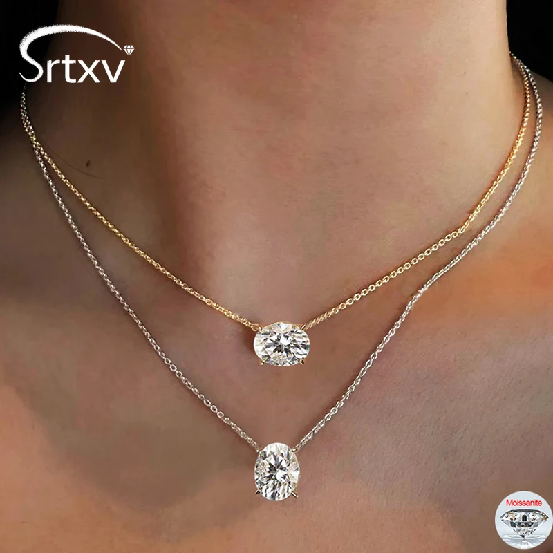 

1/2/3CT овальная огранка из муассанита для женщин, 100% серебро S925, позолоченная цепочка 18 карат, кулон, лабораторный бриллиант, подарок на день рождения, ювелирные изделия