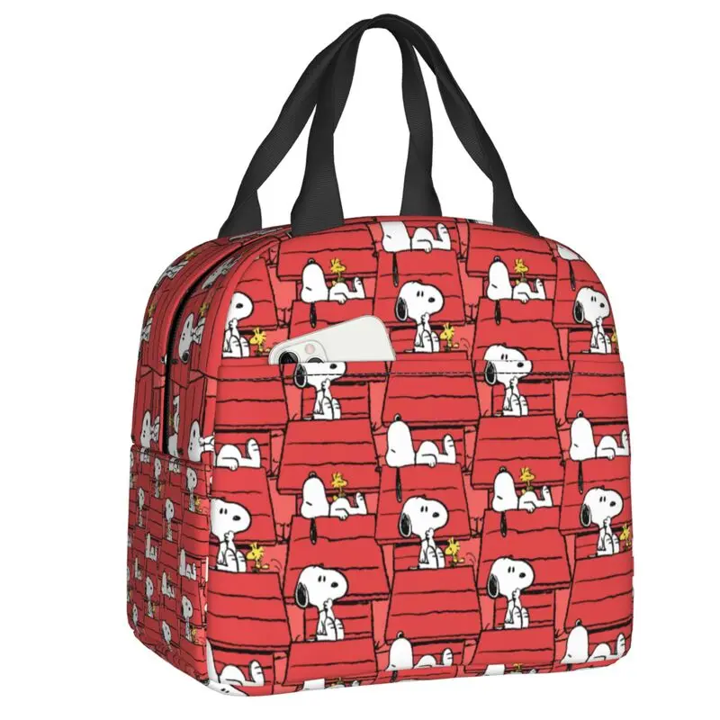 

Custom Disney Peanuts Snoopy Insulated Lunch Bag for School Office Cartoon Portable Thermal Cooler Lunch Box Women Children