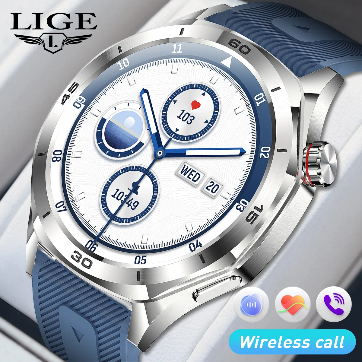 LIGE New Smart Watch Men 1.52” HD Screen Bluetooth Call Blood Oxygen Sports Fitness Tracker 400mAh Health Smartwatch Man Women