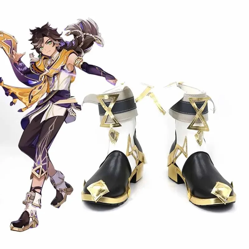2025 لعبة Genshin تأثير Sethos تأثيري أحذية أنيمي حفلة الهالوين عيد الميلاد زي الدعائم النساء الرجال أحذية طويلة #2