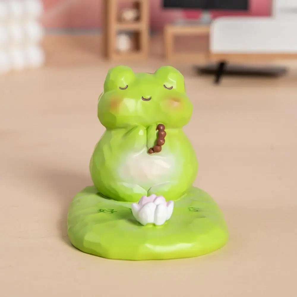 

Милый полимерный держатель для телефона в форме лотоса, ручная резная фигурка лягушки, мультяшная ручная работа, настольные украшения с животными, декор для домашних животных