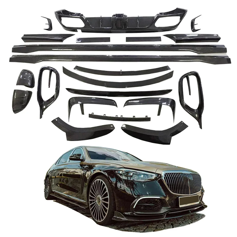 

Dry Carbon Fiber Body Kit Front Lip Side Skirts Top Wing Spoiler For Mercedes-Benz S CLASS W223 Maybach Upgrade MSY Style