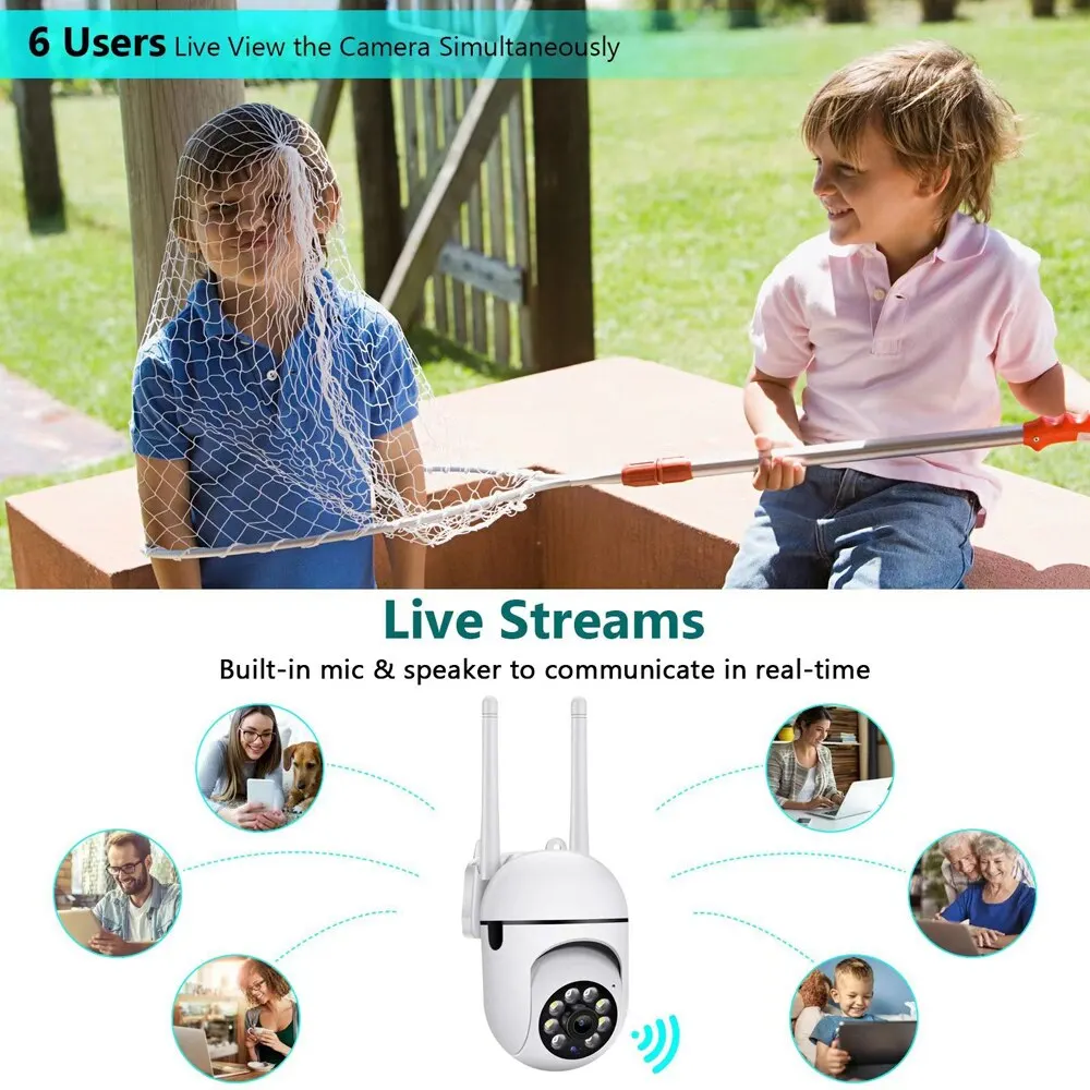 2MP 3MP Wifi ip camera ngoài trời không dây an ninh Giám sát camera ai con người theo dõi hai cách âm thanh đêm màu cam