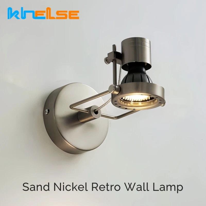 GU10 Retro LED Wall Lamp Industrial Vintage Sand Nickel Reading Sconces Bedroom Bedside Coffee Hotel Decor Wall Lighting Fixture