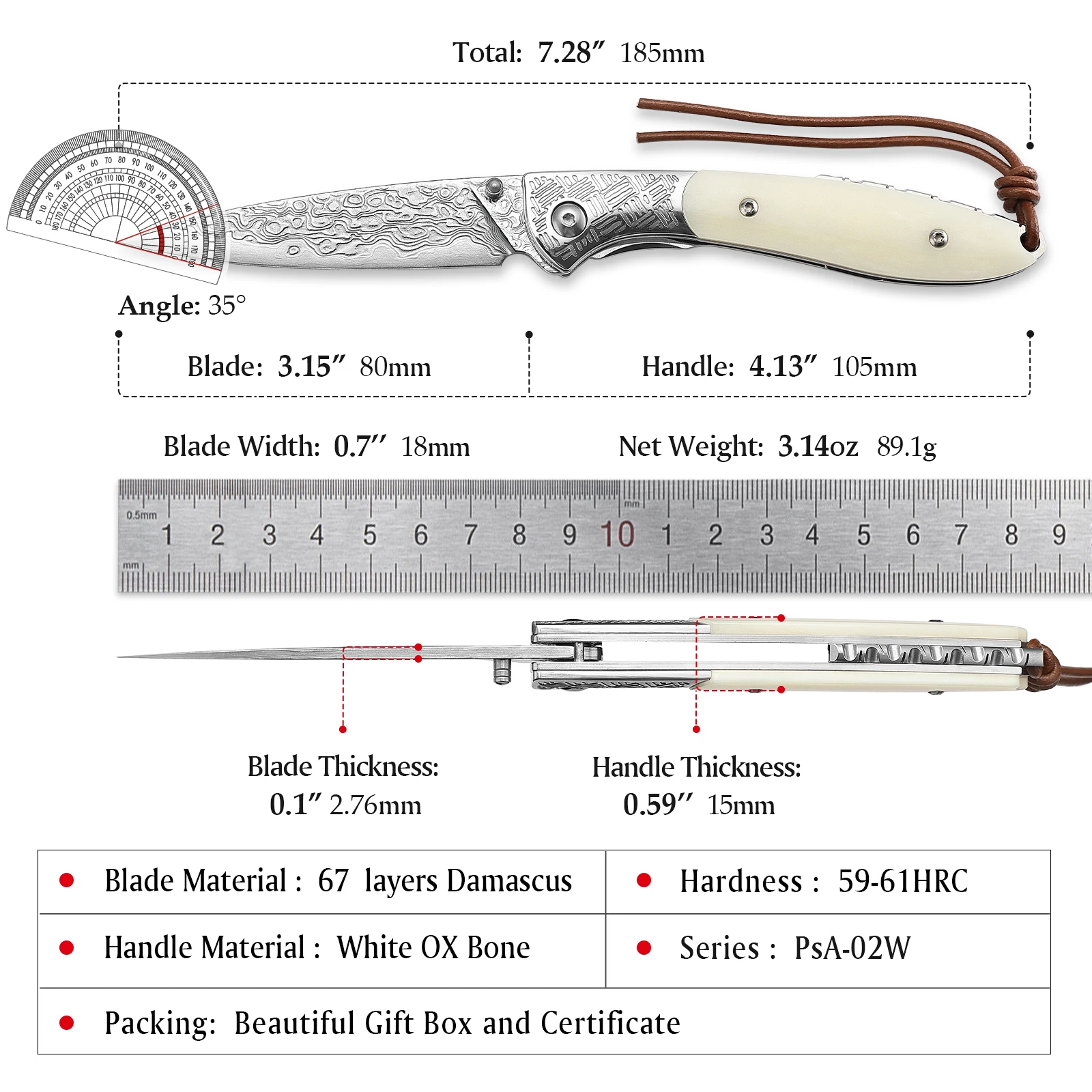 TRIVISA Folding Pocket Knife，3.15