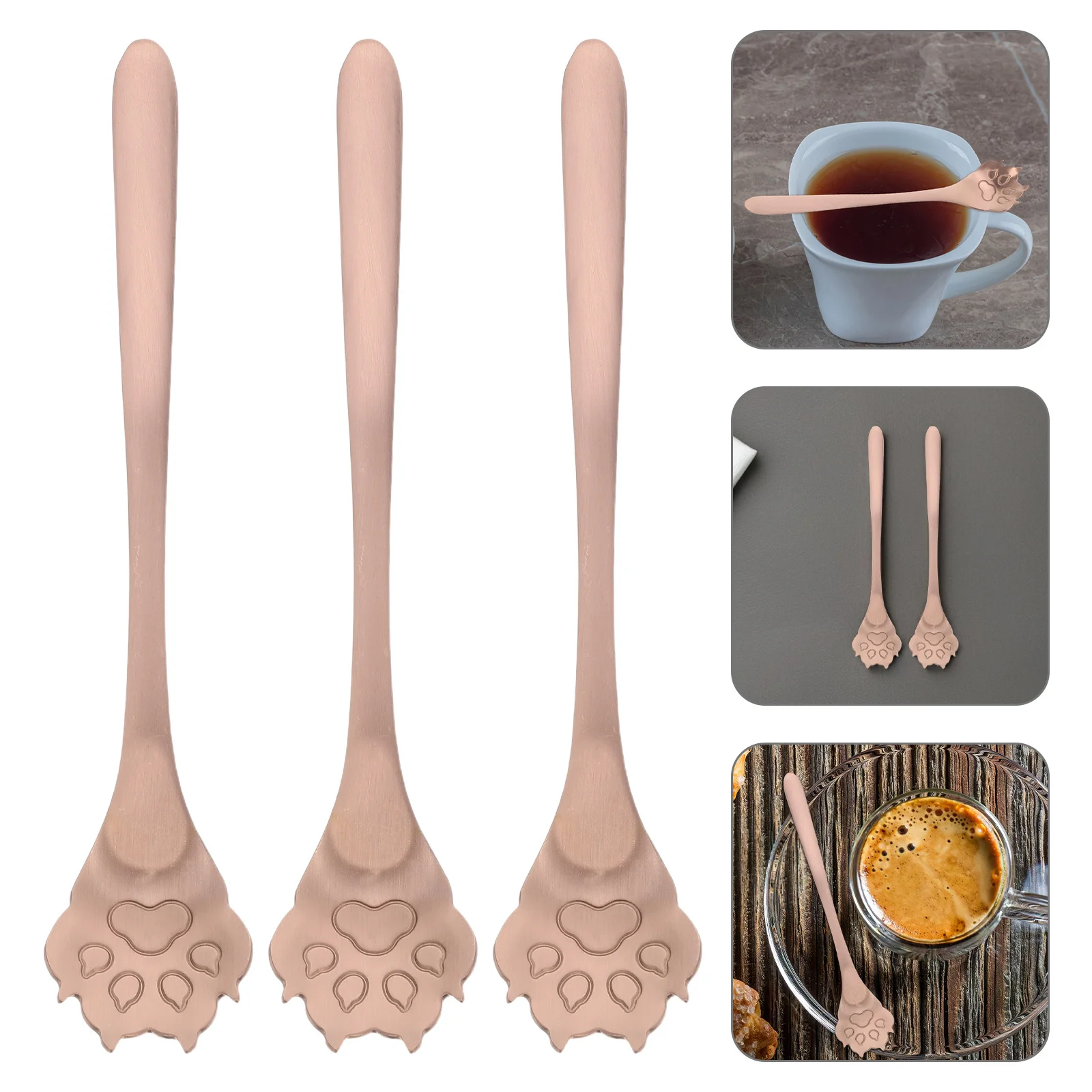 

5Pcs Coffee Stir Spoon Paw Shaped Stainless Steel Teaspoon for Espresso Ice Cream Dessert Cake Coffee Spoon Small Spoons