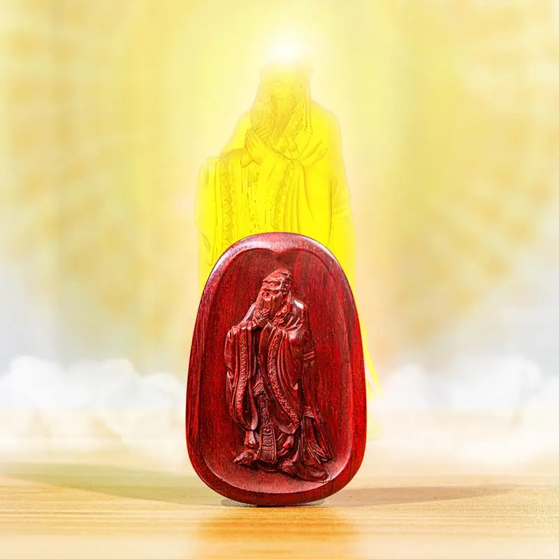 

New Confucius Pendant Wooden Wood Carving Wisdom Sage Statues Learn Well Culture Necklace Pendant Keychain School Bag Get Smart
