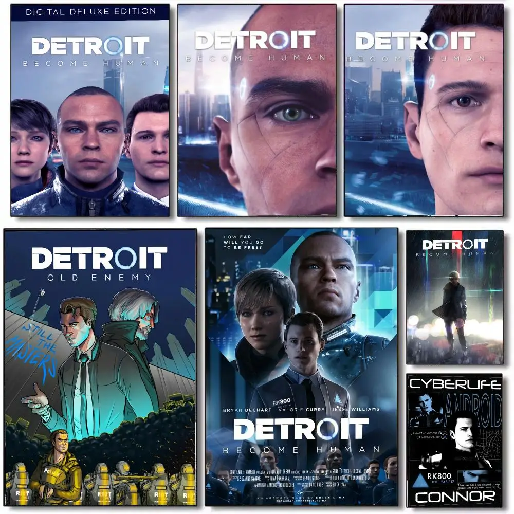 Game Detroit Become Human Poster Wall Art Printed Decor Sticker Stylish Home Gift for Living Room Bedroom Corridor Cafe