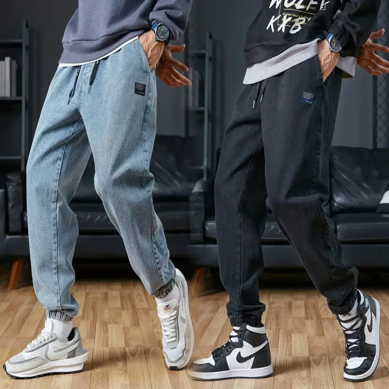 New Spring/Autumn Fashion Trendy Stretch Cargo Cuffed Harem Pants Men's Casual Sports Plus Size High Quality Denim Trousers