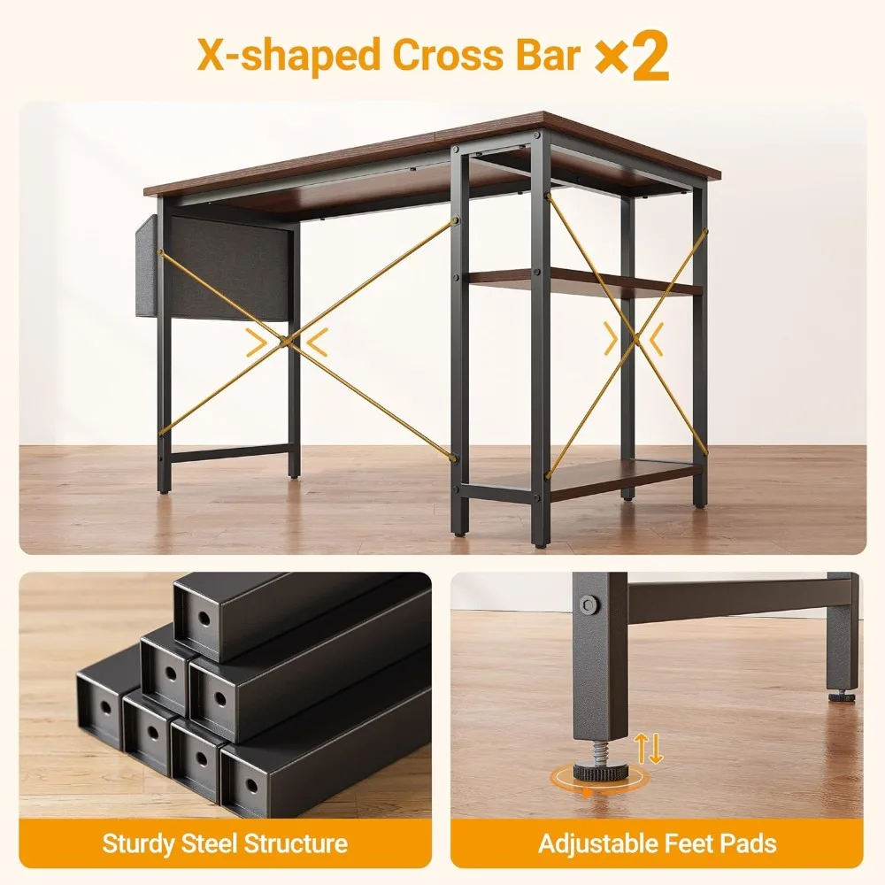 CubiCubi 40 Inch Small L Shaped Computer Desk with Storage Shelves Home Office Corner Desk Study Writing Table