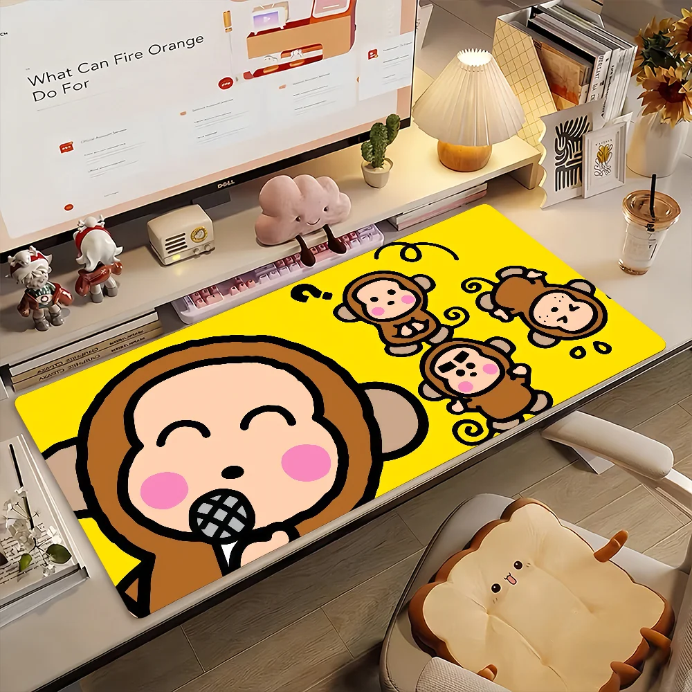 Cute M-Monkichi  Mouse Pad Non-slip Rubber Computer Mat Gamer Balance Decoracion Deskmat Laptop Office Large