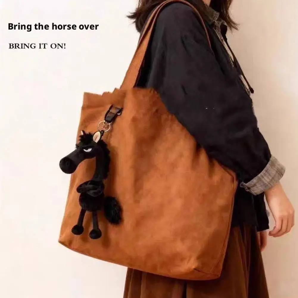 Cartoon Horse Plush Keychain - Fantasy Style Simulation Pony Toy with Scarf - Soft Plush Doll Children's Toy, Portable Bag Charm