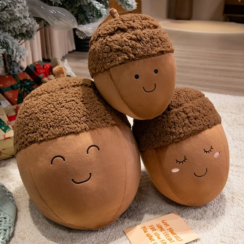

Lovely Chestnut Family Plush Toys Cotton Stuffed Cartoon Smile Hazelnut Doll Soft Cozy Throw Pillow Kawaii Home Decor Kids Gift